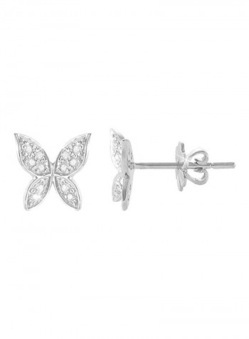 18K White Gold Butterfly Diamond Earrings