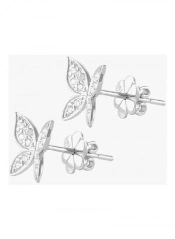 18K White Gold Butterfly Diamond Earrings