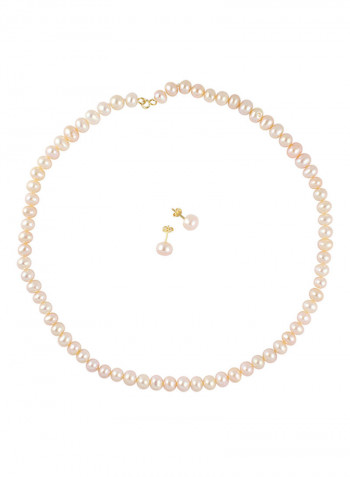 3-Piece 18 Karat Gold Pearl Classic Strung Jewellery Set