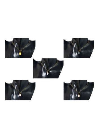 5-Piece 18 Karat Gold Diamond Pearl Pendant Necklace Set