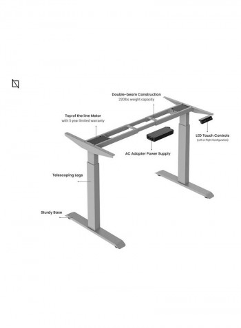 Bluetooth Height Adjustable Stand Desk Grey