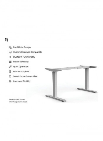 Bluetooth Height Adjustable Stand Desk Grey