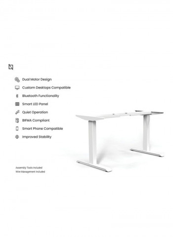 Bluetooth Height Adjustable Stand Desk White