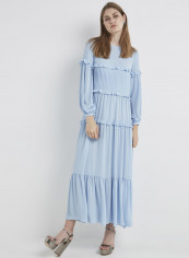The Comfortable Three-Quarter Sleeve Maxi Dress Blue