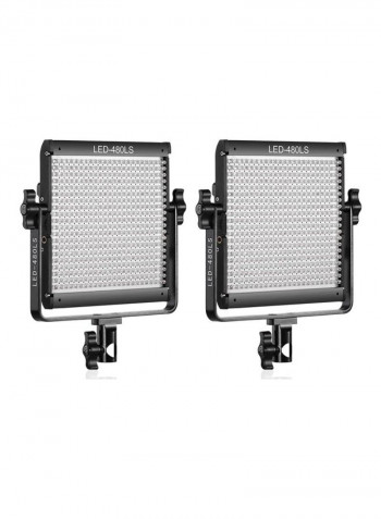 2-Piece Dimmable Bi-colour LED Video Panel Light Black