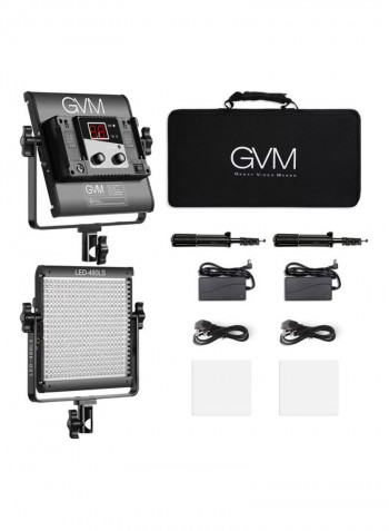 2-Piece Dimmable Bi-colour LED Video Panel Light Black