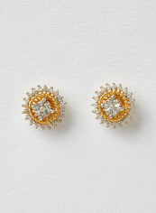 18 Karat Gold Sparkle Flower Earrings