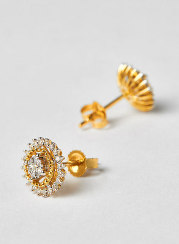 18 Karat Gold Sparkle Flower Earrings