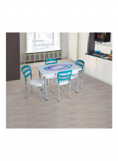 Galaxy 4 Seater Extendable Dining Set Turquoise/White 110x70x81cm