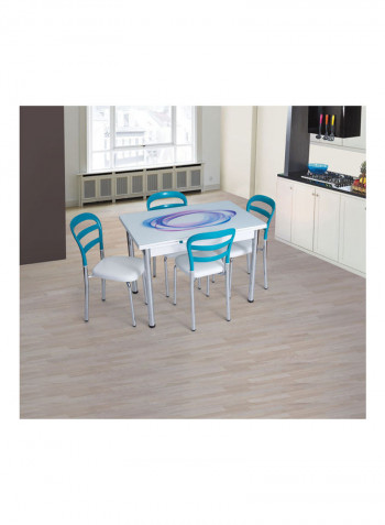 Galaxy 4 Seater Extendable Dining Set Turquoise/White 110x70x81cm