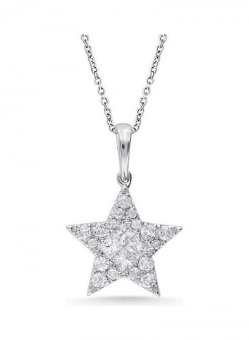 18 Karat White Gold 0.47 Carat Diamond Star Pendant