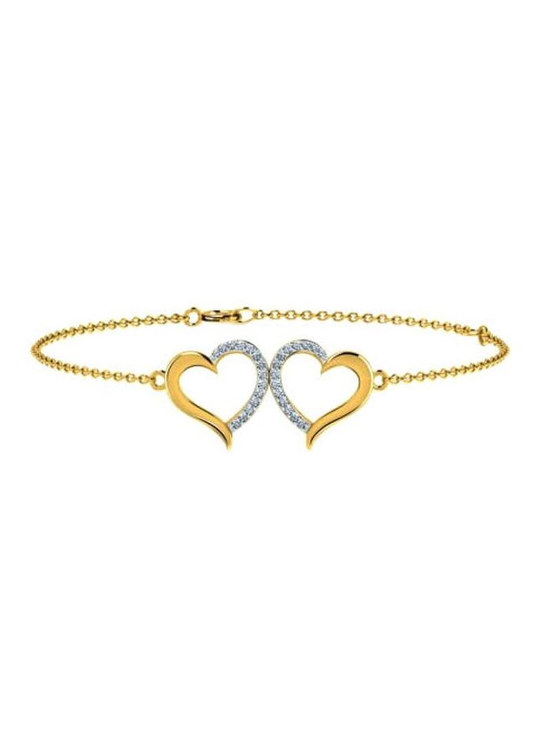 18-Karat Yellow Gold 0.14 Ct. Diamond Studded Heart Bracelet