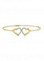 18-Karat Yellow Gold 0.14 Ct. Diamond Studded Heart Bracelet