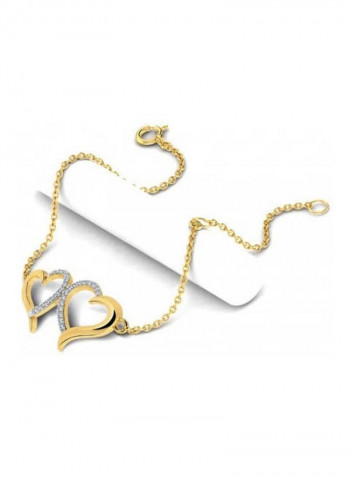 18-Karat Yellow Gold 0.14 Ct. Diamond Studded Heart Bracelet