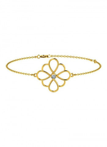 18 Karat Yellow Gold 0.10Ct Diamond Studded Floral Bracelet