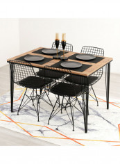 5-Piece Dining Table Set Brown/Black 85.5x127x5.5cm