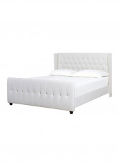 David Tufted Wingback Bed Without Mattress White Queen
