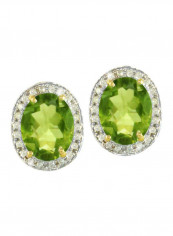 18 Karat Gold Oval Cut Diamond Earrings