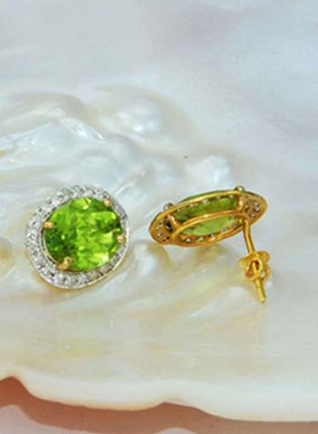 18 Karat Gold Oval Cut Diamond Earrings