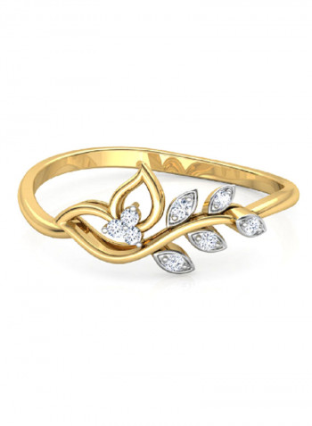 18K Gold Exquisite Design Leaf Diamond Ring