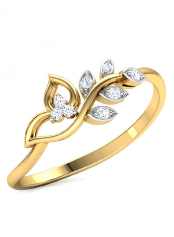 18K Gold Exquisite Design Leaf Diamond Ring