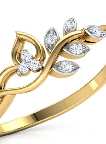 18K Gold Exquisite Design Leaf Diamond Ring