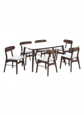 Natalia 6-Seater Dining Set White/Brown 150x76.3x90cm