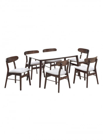 Natalia 6-Seater Dining Set White/Brown 150x76.3x90cm
