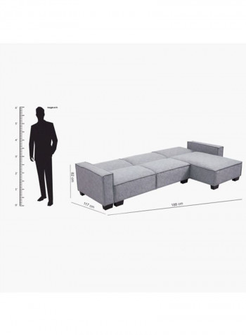 Miller Left Or Right Facing Corner Sofa Bed Grey 188x117x82centimeter