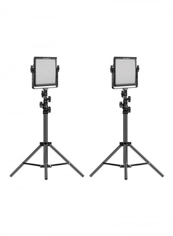 2-Piece Dimmable Bi-colour LED Video Panel Light Black