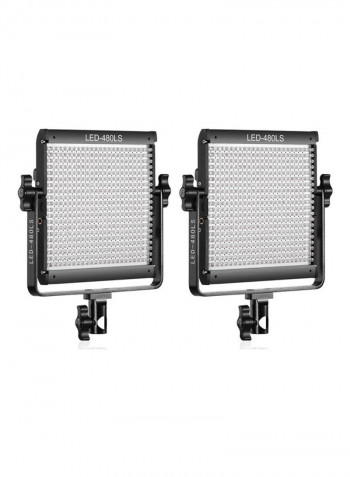 2-Piece Dimmable Bi-colour LED Video Panel Light Black