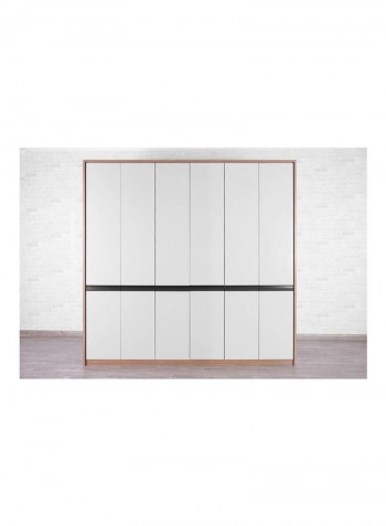 6-Door Stylus Wardrobe White/Brown 54x233x246cm