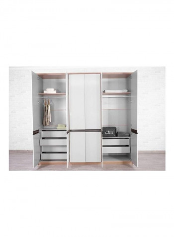 6-Door Stylus Wardrobe White/Brown 54x233x246cm