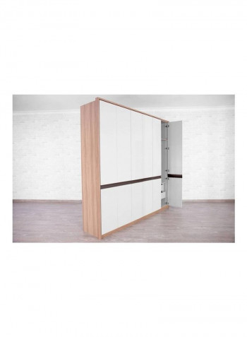 6-Door Stylus Wardrobe White/Brown 54x233x246cm