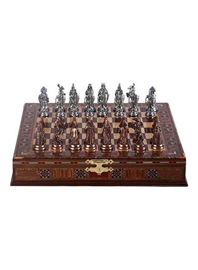 Ottoman vs Byzantine Metal Chess Board with Pieces