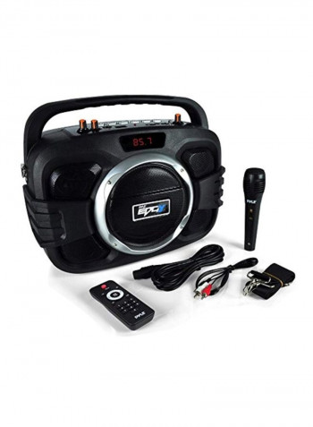 Compact Bluetooth BoomBox Microphone & Speaker System Black/Silver