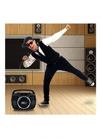 Compact Bluetooth BoomBox Microphone & Speaker System Black/Silver