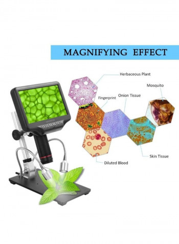 3D Digital Interface Microscope With Adjustable Screen/Bracket 200 x 190 x 120millimeter Black