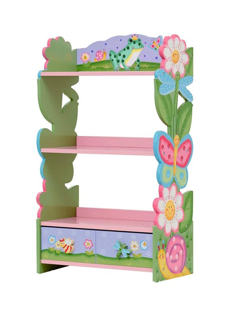 3-Shelves Magic Garden Wooden Bookcase Pink/Green/Blue