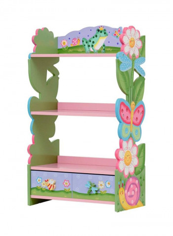 3-Shelves Magic Garden Wooden Bookcase Pink/Green/Blue