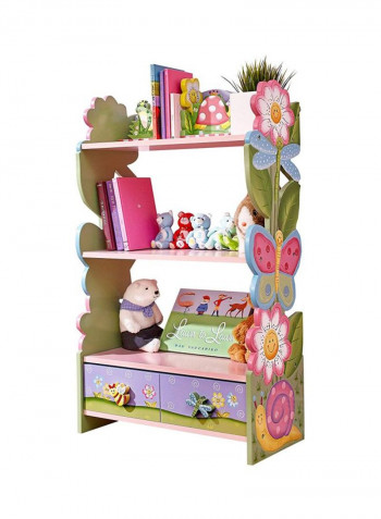 3-Shelves Magic Garden Wooden Bookcase Pink/Green/Blue