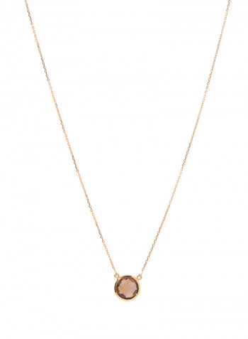 18 Karat Rose Gold Smoky Quartz Single Stone Necklace