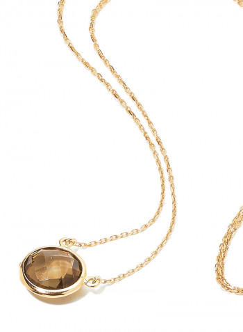 18 Karat Rose Gold Smoky Quartz Single Stone Necklace