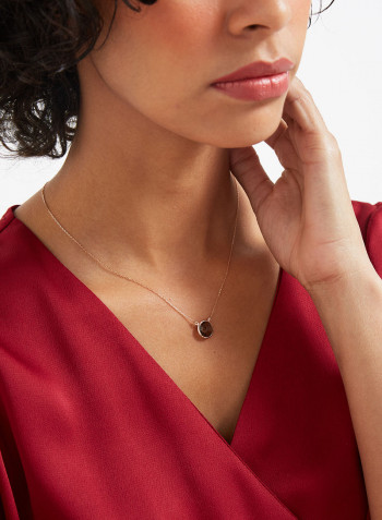 18 Karat Rose Gold Smoky Quartz Single Stone Necklace