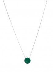 18 Karat White Gold Malachite Single Stone Necklace