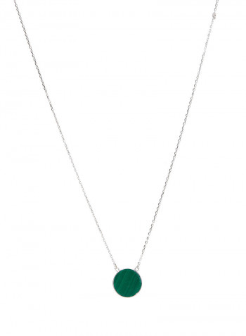 18 Karat White Gold Malachite Single Stone Necklace