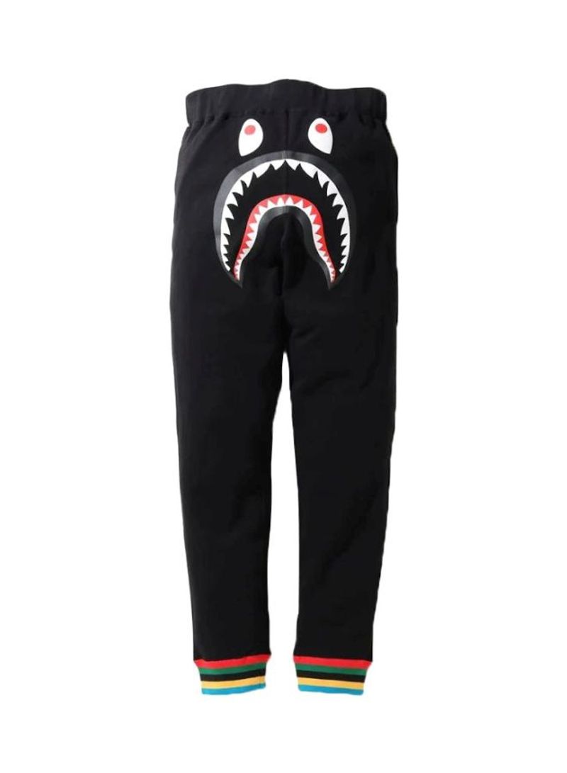 Cotton Shark Printed Sweatpants Black/Red/White