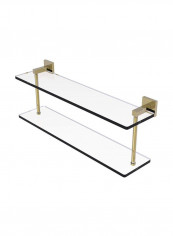 Montero Collection Two Tiered Glass Shelf Clear/Gold 16inch