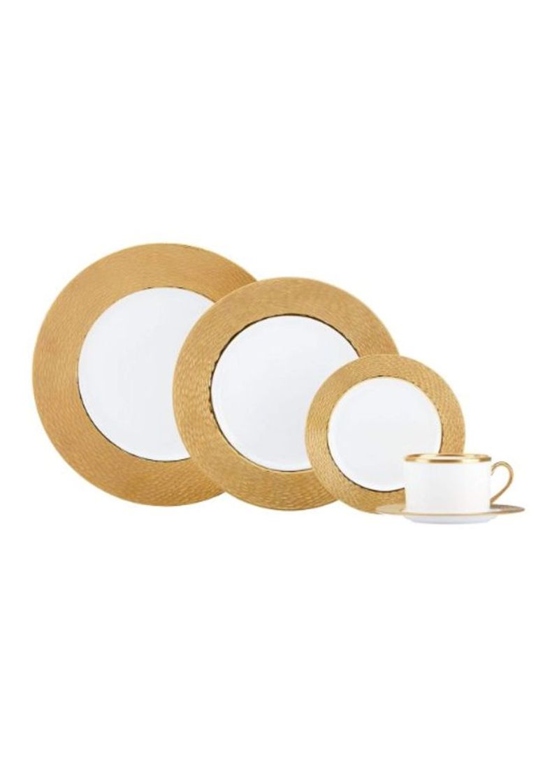 5-Piece Placemat With Saucer And Mandarin White/Brown