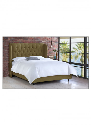 Tufted Upholstered Bed Without Mattress Olive 160 x 200centimeter